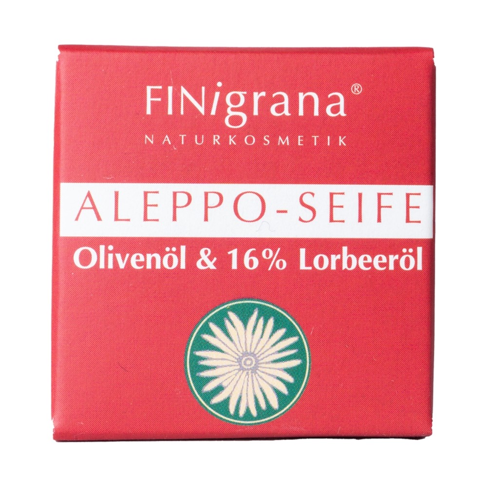 FINigrana Aleppo Oliven Seife mit 16% Lorbeeröl, 25g quadratisch im Kartönchen // FINigrana® Naturkosmetik