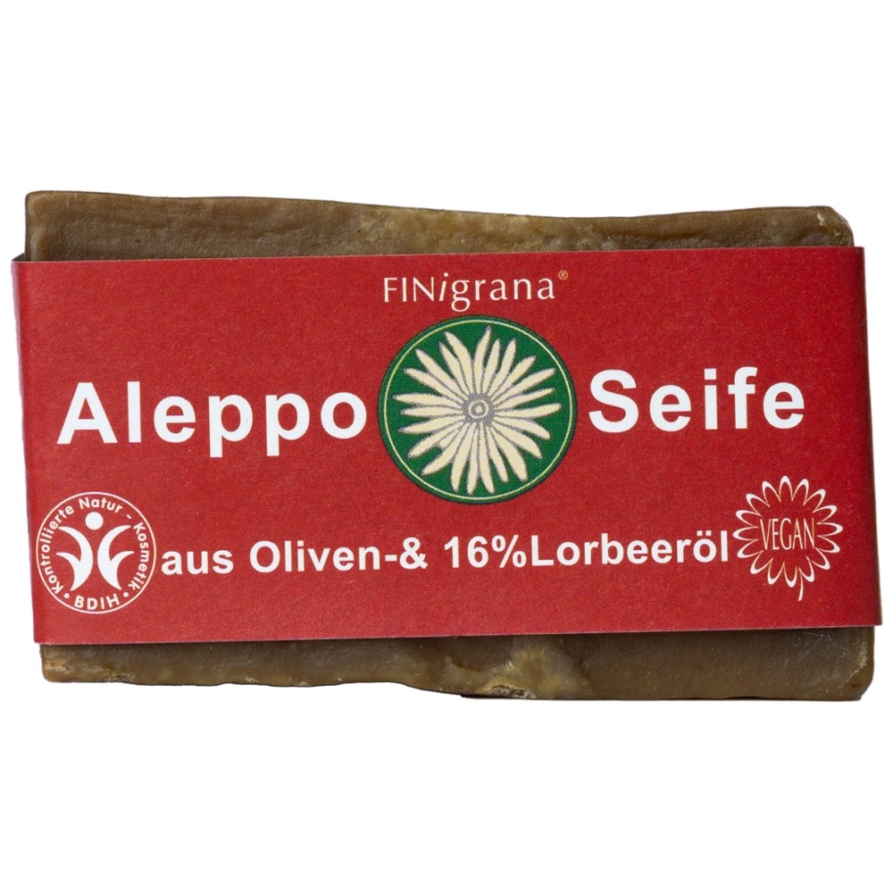 FINigrana Aleppo Oliven Seife & 16% Lorbeeröl, 180g traditionell handgeschnitten // FINigrana® Naturkosmetik