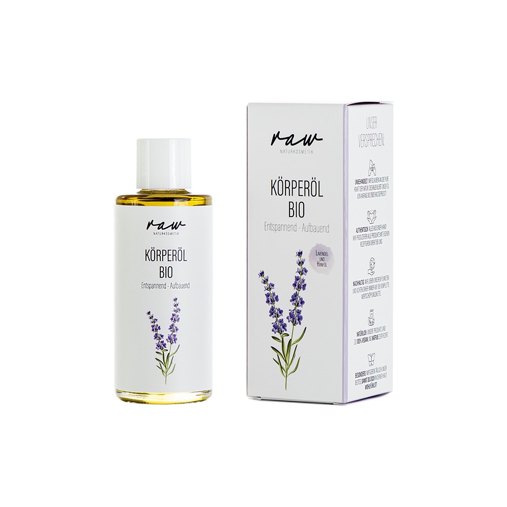 Körperöl Entspannend und Aufbauend mit Lavendel sowie kaltgepresstem Hanföl // raw Naturkosmetik