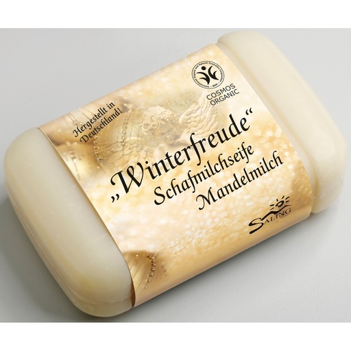 [401302] Schafmilchseife Winterfreude, Duft Mandelmilch, 100g Stück, // Saling