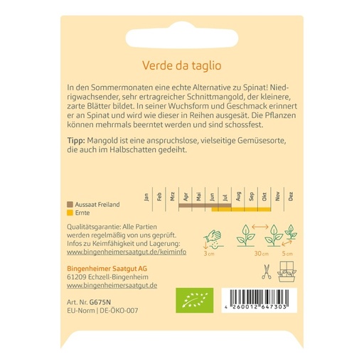 [ex521704] Mangold Verde da taglio // Bingenheimer Saatgut